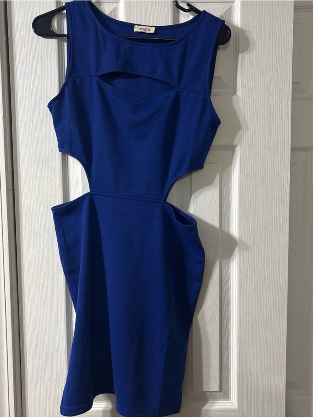 BLVD Royal Blue Mini Dress with Sculpted Cutouts